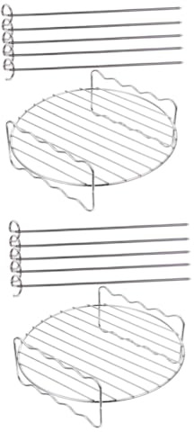 SHINEOFI 2 Juegos Estante de Hornear Inoxidable con Soportes para Brochetas para Cocinar Carne y Verduras Completo de Soporte y Pinchos