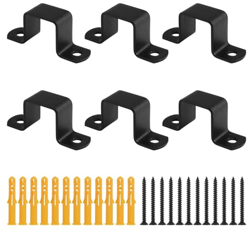 UFURMATE Lot de 6 colliers de serrage carrés en acier inoxydable en forme de U pour tuyau d'eau, clôture de poteau, clôture d'escalier (2,5 cm)