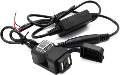 NULYLU Cargador USB para Motocicleta con Puerto Dual Resistente al Agua Enchufe de Montaje con Protectora Compatible con Cámaras Digitales Tabletas y Smartphones Negro