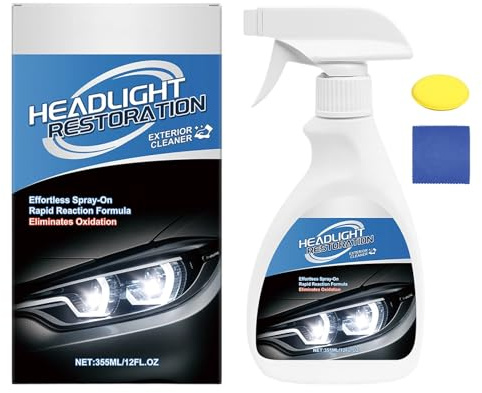 Kit de restauración de faros - Líquido de preparación para los faros | Set de polis destacado, recubrimiento de cerámica profesional, agente de limpieza que incluye esponja y tela para camiones SUV