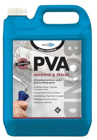 Bond It PVA Bond Adhesive & Sealer – White, 5L | All-Purpose Primer – Sealer & Bonding Agent for Plaster – Cement – Concrete – Timber & Porous Surfaces | Quick Drying – High Strength – Interior Use
