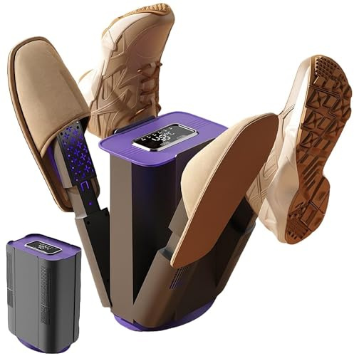 Asciugascarpe portatile, asciuga scarpe da calcio con 4 bracci pieghevoli, timer 1/3/6h e 2 impostazioni di velocità, asciugatura rapida, scaldascarpe elettrico per scarpe, guanti, cappelli, calze
