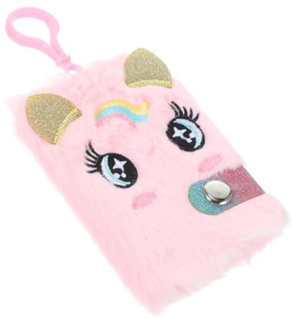IMIKEYA Adorable cuaderno colgante para escribir con papel grueso y fuerte, mini llavero rosa de felpa, estilo creativo y delicado para estudiantes y uso escolar