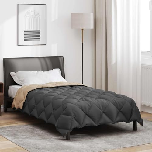 Piumone invernale in microfibra, 135 x 220 cm, antracite, tortora, con imbottitura in poliestere, trapunta trapuntata per lettino per bambini, anallergica, leggera, lavabile
