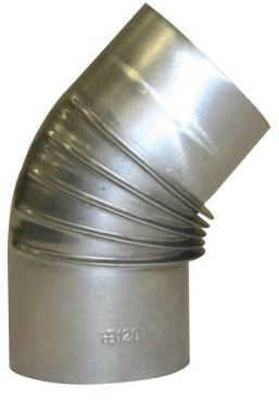 Kamino-Flam – Codo para Chimenea de leña (Ø 120 mm/45°C), Codo para Estufa de leña, Codo vitrificado, Codo de Escape – Resistente a Altas temperaturas – Plata
