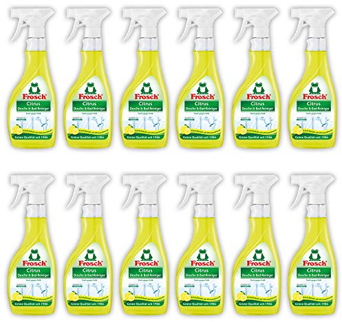 Frosch Citrus Dusche & Bad-Reiniger, kraftvoll gegen Kalk & Verschmutzungen, Sprühflasche, 500 ml, 12er Pack (12 x 500 ml)