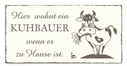 TÜRSCHILD Dekoschild « KUHBAUER » Vintage Holzschild Schild Kuh Bauernhof Bauer Hirte