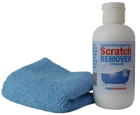 AngloAdhesives 100ml Scratch Remover & Polishing Compound for Removing Scratches, Marks & Haziness on Acrylic Bathtubs & Shower Trays. Includes 1 Micro Fibre Cloth