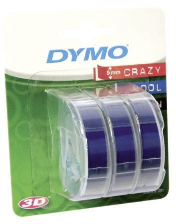 Dymo-Prägeetiketten (selbstklebend, 9 mm x 3 m) 3er Pack blau