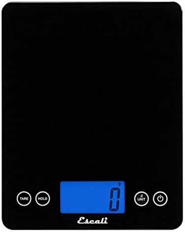 Escali 2210IB ArtiXL Extra-Large Glass Digital LCD Display Kitchen Scale, Measures Liquid and Dry Ingredients, Tare Function, 22lb Capacity, Black