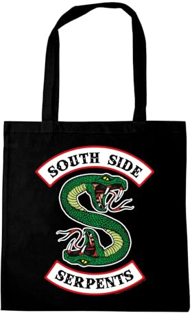 Logoshirt® Riverdale South Side Serpents Baumwolltasche 38x42 cm | Offiziell lizenziertes Riverdale-Merch, Schlangen-Motiv, 100% Baumwolle, bedruckt, lange Henkel, ideal für Alltag