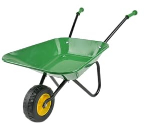 ASC Brouette en métal pour enfant Vert/noir – Jouet, ferme, jardinage