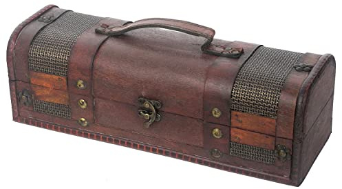 HMF Vintage Deko confezione regalo con coperchio in legno | per 1 bottiglia di vino | formato orizzontale | Portogallo