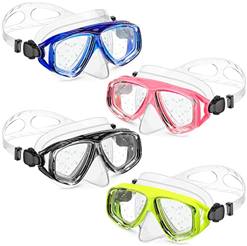 4 Packs Kids Swim Goggles with Nose Cover Kids Diving Swim Mask Swimming Goggles No Leaking Clear Waterproof Snorkel Goggles for Teenager Youth Junior