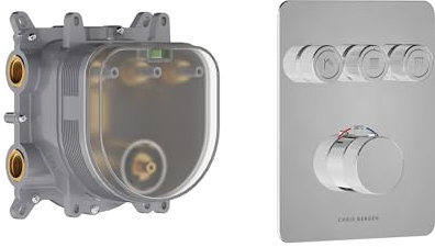 CHRIS BERGEN Aquatronic, Unterputz Thermostat mit Grundkörper, für 3 Funktionen, in Chrom