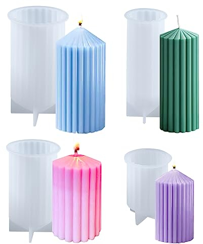 EPODA Kerzenformen zum Gießen Silikon-kerzenform, Kerzenform Stumpenkerze, Silikon Kerzenformen 4 Stück