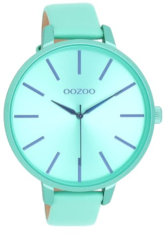 Oozoo Timepieces Damen Uhr in Mintgrün - Armbanduhr Damen mit Lederarmband | Hochwertige Uhr für Frauen - Edle Analog Damenuhr in rund C11161