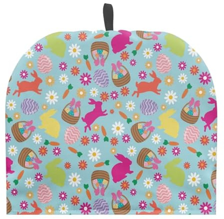 Annejudy Easter Rabbits Eggs Pattern Tea Pot Cozy Cotton Vintage Floral Teapot Dust Cover Tea Cosy, Kitchen Home Festival Decorative Tea Pots Cozy with Insulation Pad for Housewife, Friend, Mom