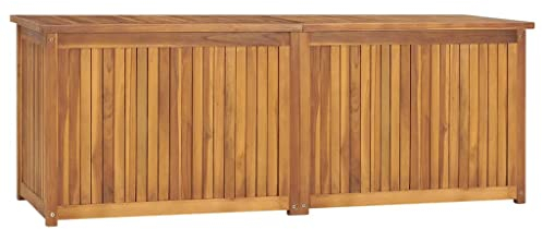 Hommdiy Massivholz, Gartenbox, Kissenbox, Sitzbank, Kissenbox, Gartenbank, Aufbewahrungsbox, Teak,Braun,150x50x55