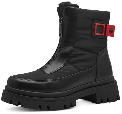 MARCO TOZZI Damen Stiefeletten ohne Absatz Winter mit Plateau, Schwarz (Black), 37 EU