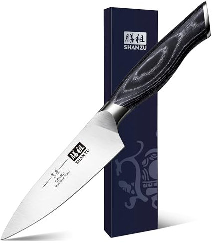 SHAN ZU Paring Knife Fruit Knife 3.75 Inch Ultra Sharp Japanese Peeling Knife High Carbon Stainless Steel Small Kitchen Knife with K133 Ergonomic Handle- Genbu Series