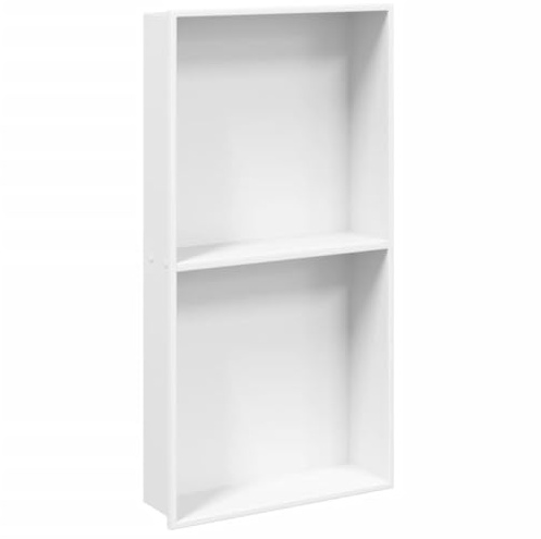 vidaXL Shower Niche, Recessed Shower Shelf for Wet Room, Wall Insert Bathroom Storage for Shampoo Soap Toiletries, Matt White Stainless Steel