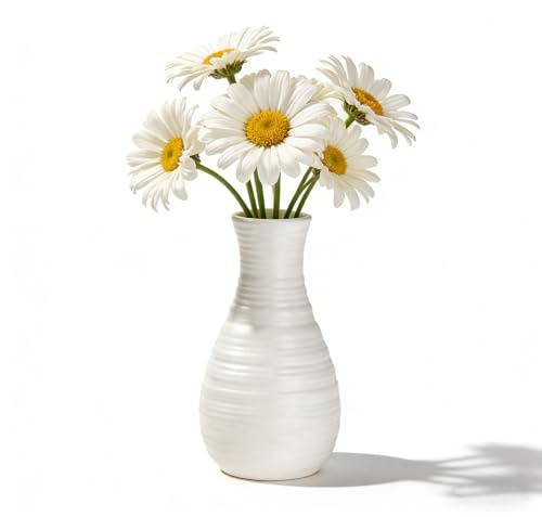 Vaso de flores de plástico, jarrón alto irrompible estilo nórdico, jarrón moderno estético para bodas, decoración para el salón, comedor, hogar (Tipo B Blanco)