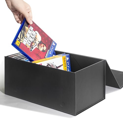 Video Game Storage Boxes, Blu-Ray Storage Boxes, Magnetic Video Game Box Protector Case, Store Up to 20 Cases – 1 Pack