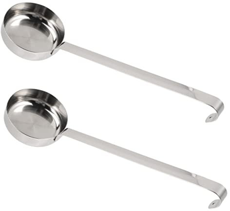 Ciieeo 2pcs Pizza Making Sauce Spoon Flat Bottom Sauce Serving Spoon Baking Measuring Scoop Stainless Steel