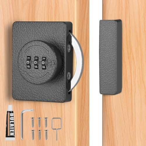 Keyless Combination Cabinet Lock - 3-Digit Security Door Lock for Cabinets, Drawers, and Closets | Childproof & Baby Safety Lock | Easy Installation (Gray)