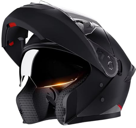 Klapphelm Motorradhelm Jethelm Mopedhelm Helm Für Erwachsene Motorradhelm Klappbar ECE Zertifiziert Mopedhelm Für Herren Damen Mit Sonnenblende D,XXXL(65-66CM)