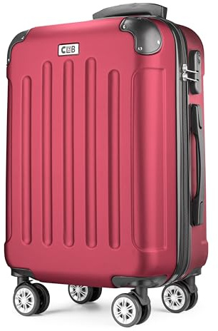 POSH Hartschalenkoffer Koffer & trolleys rollkoffer handgepäck reisekoffer mit Rollen | Koffer groß, mittelgroß, klein ABS | Leichter Kofferset 3 teilig im M-L-XL (Red Wine, M)