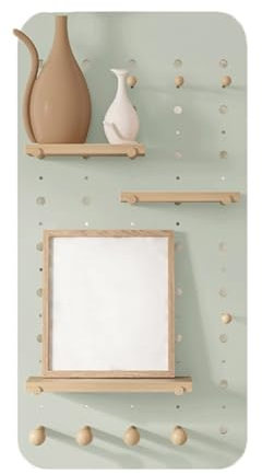 Panneau de rangement mural en bois perforé, kit d'organisation murale en panneau perforé en bois pour la maison, le bureau, le garage, le rangement, vert clair, 40 x 80 cm, panneau d'afficha