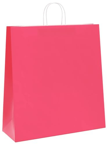 vidaXL Papiertragetaschen 250 Stk., Papiertüten mit Henkeln, Kraftpapiertüten, Geschenktüten für Einkaufen Hochzeiten Verpackungen Partys Geburtstag Weihnachten, Rosa 45x17x48cm