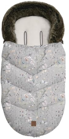 Kikkaboo - Saco de dormir para cochecito de piel de lujo extraíble, color gris claro
