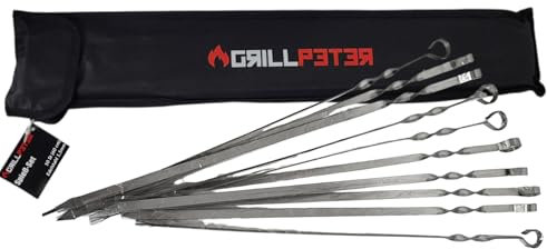 Schaschlik Spieße Edelstahl 10 Stück mit Tasche (50 cm)