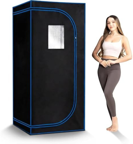 FHRKA Full Size Portable Steam Sauna Tent,One Person Indoor Sauna Box For Indoor Home Spa, With Remote Control, Foldable Chair