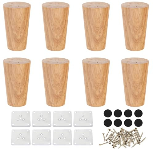 HSUYUN 8 cm Patas para Sofas, 8 Piezas Patas Mueble, Roble Patas para Mueble, Color Madera Patas para Muebles Madera, para Sofá, Armario, Ropero