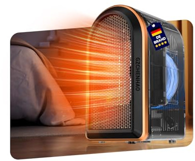 GZCHENHAO 9.0 Upgrade Mini Heizlüfter Bad【Heizleistung Nr.1–SPD Zertifizierung】【4 sichere Schutzmechanismen】Keramik Heizlüfter Energiesparend Schlafzimmer Büro,Schwarz Camping Heizung Elektrisch