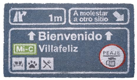 Genérico Felpudo Divertido 40x70 cm – “Bienvenido a Vilafeliz, a Molestar a Otro Sitio” | Fibra de Coco Natural con Base Antideslizante | Alfombra Original para Entrada