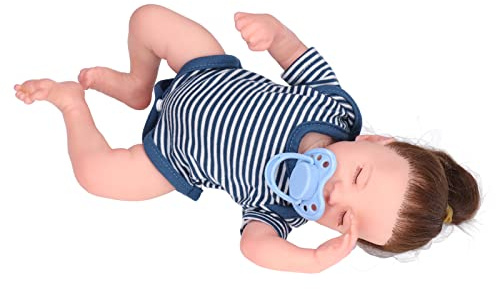 Cosiki Baby Doll, Poupées pour Filles aux Yeux Fermés et Tissu 12 Pouces Blanc Boy Doll Silica Gel pour Le Bien-être d'Alzheimer Levi (Levi 12 Pouces Blanc avec Les Yeux fermés)