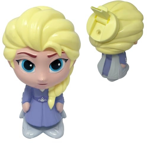 CARTOON Disney Borraccia Elsa Frozen 270 ml con Beccuccio Ripiegabile per Bambini Forma Personaggio Tridimensionale BPA Free