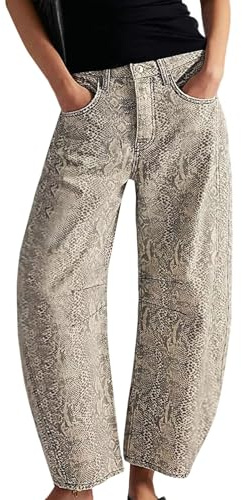 Jean pour femme Y2K, style tonneau, imprimé floral délavé, coupe large, style vintage, patchwork, imprimé denim, taille mi-haute, baggy, pour la plage, tendance, jean pour maman, gris, M