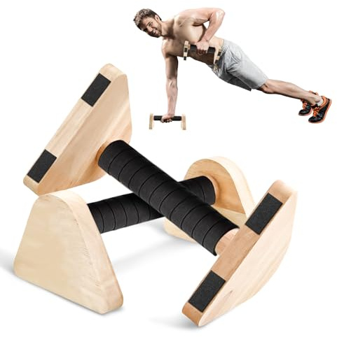 shallyong Liegestützgriffe aus Holz, 2 Stück Parallettes 20cm, Rutschfeste Handstand Griffe Nachhaltige, Calisthenics Equipment für Indoor, Outdoor, Ideal für Handstand Liegestütze