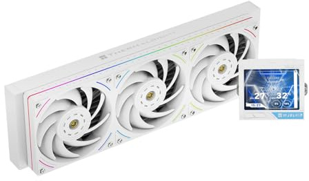 Thermalright Mjolnir Vision 360 UB ARGB White CPU Water Cooler,3 PWM Fans Water Cooling System with 2150PRM,for AM4/AM5&Intel LGA1851/1700, Magnetic Detachable LCD Screen with 640 * 480 Resolution