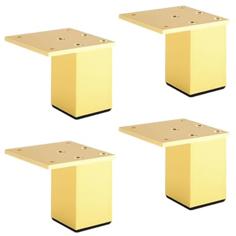 Alide Furniture Legs Adjustable, 4pcs Square Furniture Feet Gold Aluminum Alloy Anodized Table Legs Height: Sofa Feet Cabinet Foot Kitchen Foot 50mm