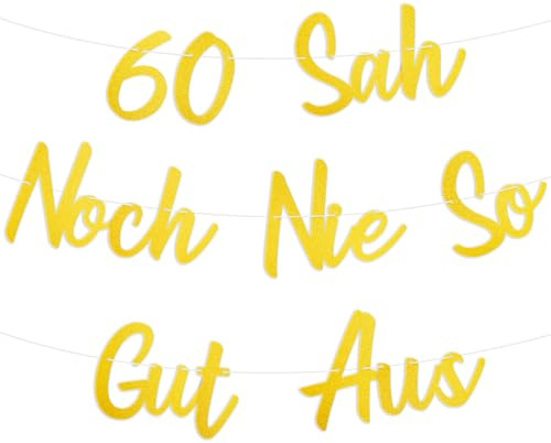 NISENTIA 60 Geburtstag Deko Girlande, Deko 60. Geburtstag Frau Mann Gold, Geburtstagsgirlande 60 Sah Noch Nie So Gut Aus Banner, 60 Jahre Geburtstagsdeko Girlande für 60Geburtstag