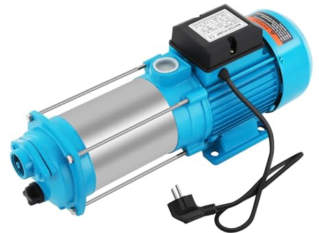 Pompa centrifuga elettrica da giardino in acciaio inox, 1300 W, 2860 rpm, altezza di mandata 98 m, portata 4000 l/h, pressione 9,8 bar, pompa dell'acqua per impianti idrici domestici, casa e giardino