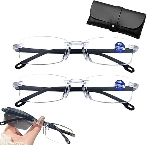 MXTCYT 2Stück Brille Die Sich Automatisch Der Sehstärke Anpasst | Autofokus Brille mit Selbsteinstellung, Intelligente Zoom Blaulichtfilter Lesebrille von Nah Und für Herren Damen