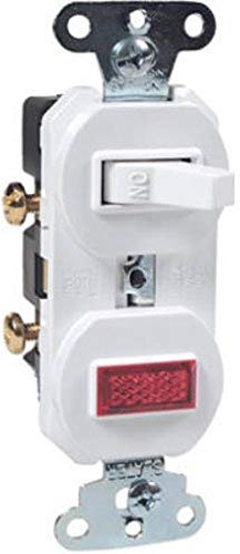 Legrand Pass & Seymour 692WGCC6 Combination Switch, One 15 Amp 120V Single Pole Toggle Switch and One Pilot Light, Grounding, White (1 Count)